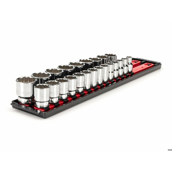 Tekton 1/2 Inch Drive 12-Point Socket Set with Rails, 23-Piece (10-32 mm) SHD92120